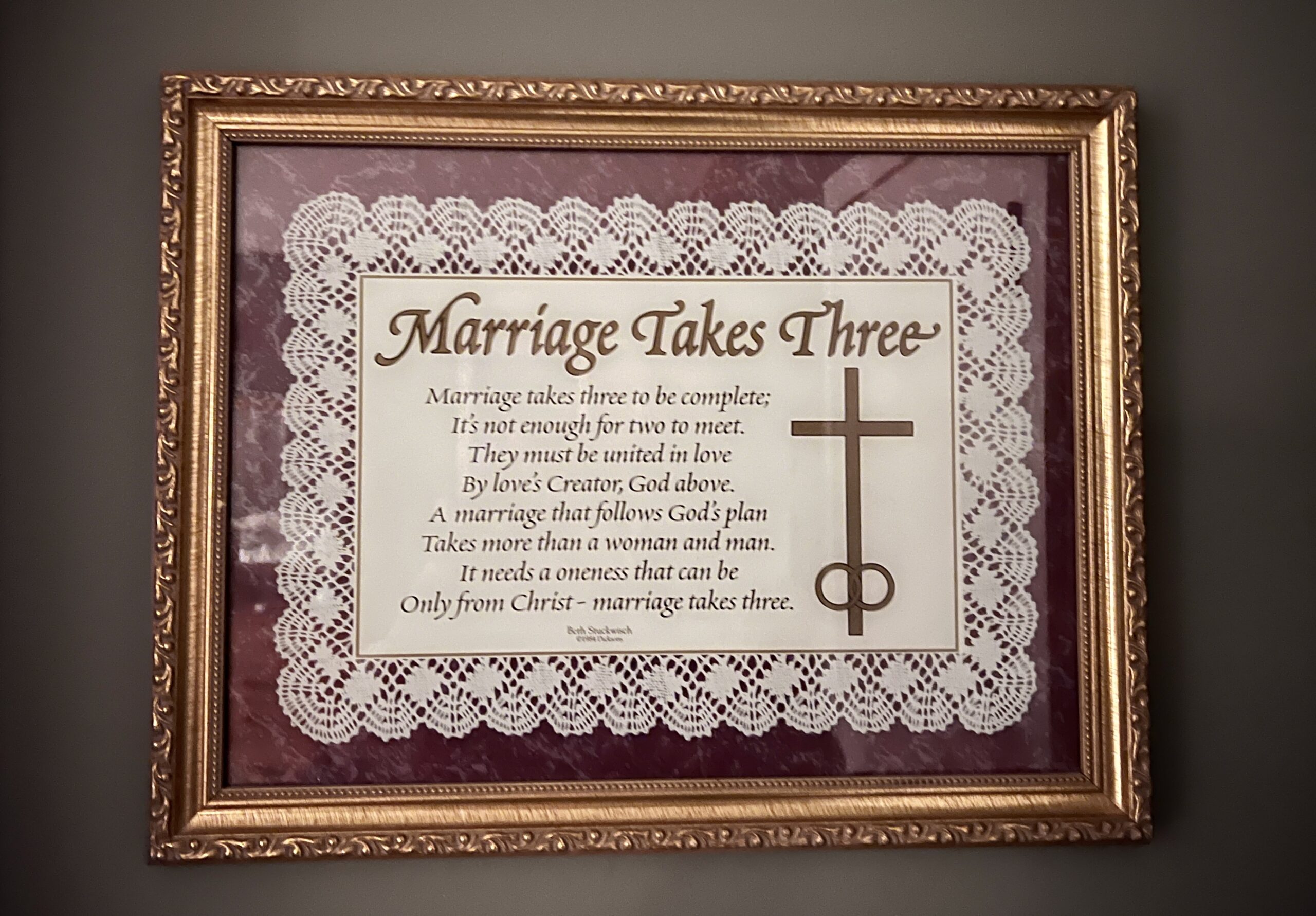 Marriage Takes Three Poem in a Frame