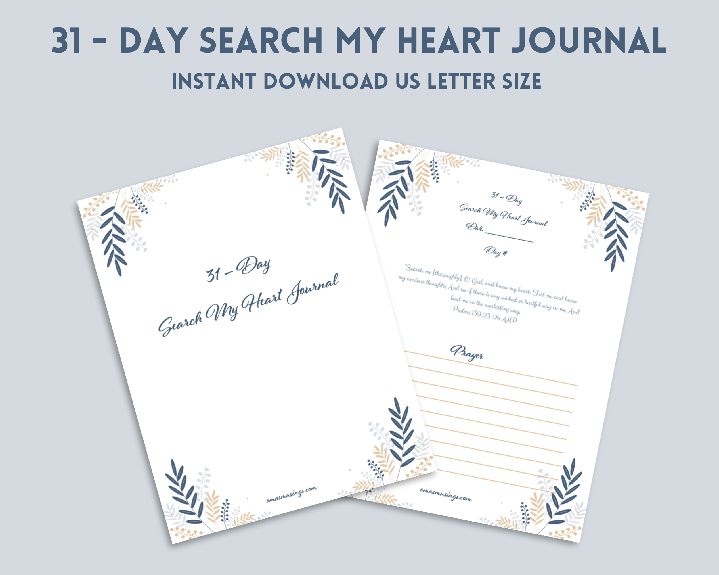 Prayer Journal - First page and sample page<br />