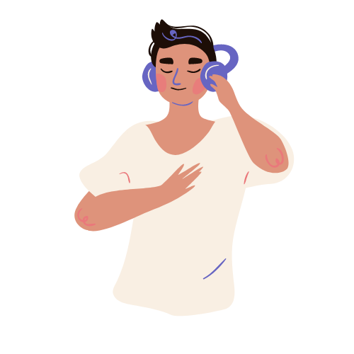 Male with head phones on