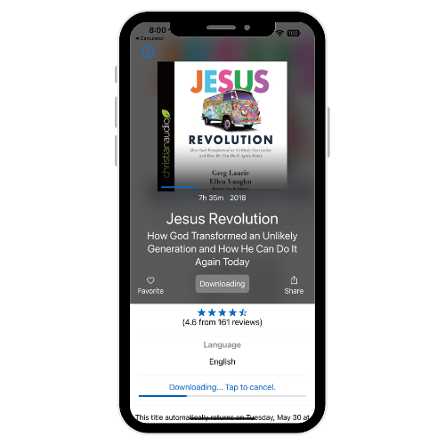Image of iPhone downloading Jesus Revolution audiobook