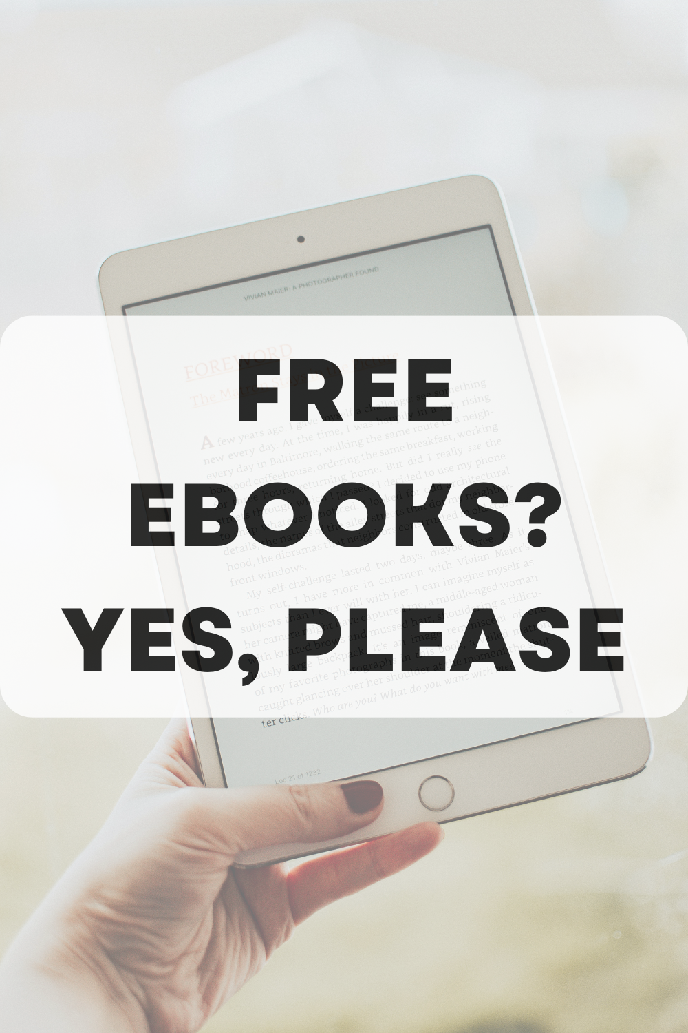 A kindle book with the words Free Ebooks, Yes Please