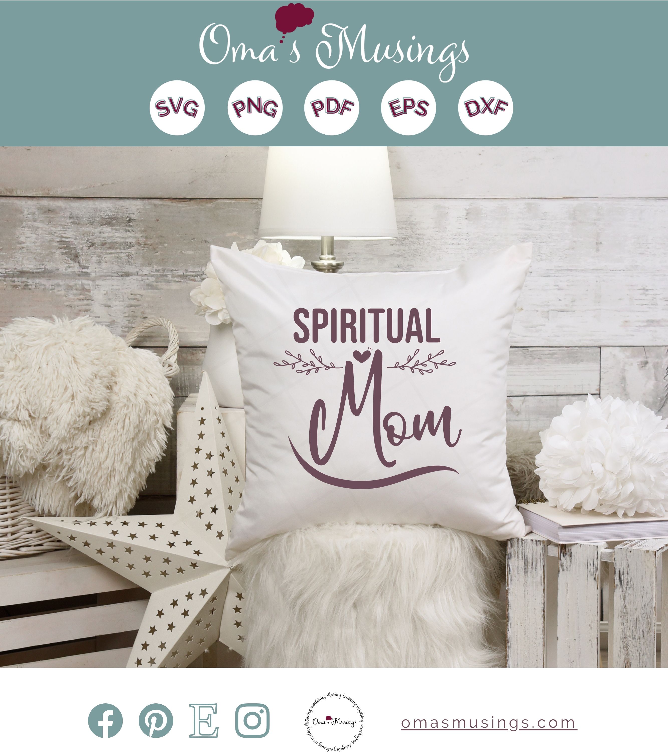 An Image that has a decorative pillow that says spiritual mom