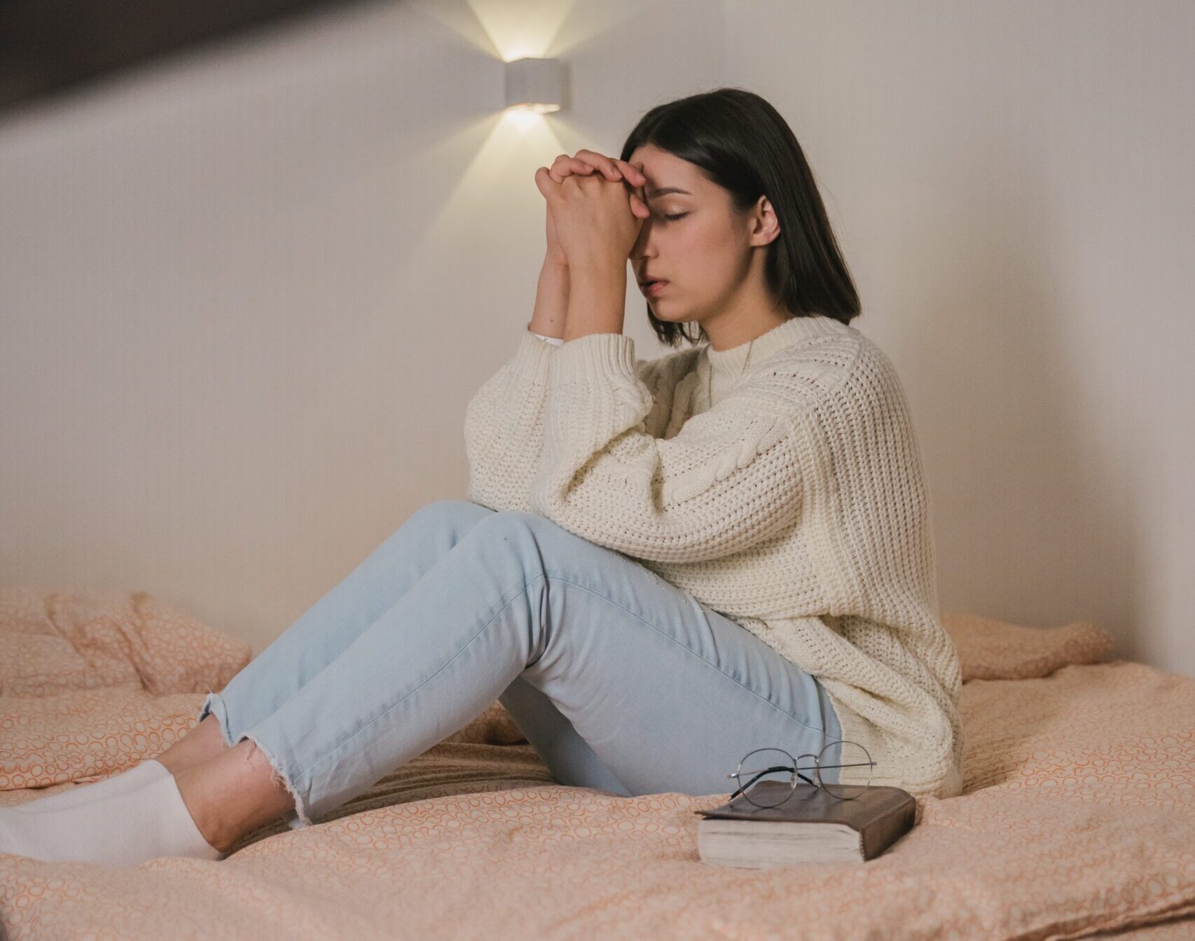 Woman's praying hands. Maybe praying for husband