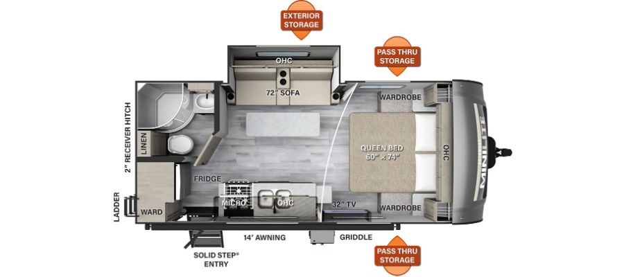 Floor plan of the Rockwood Mini Lite 2109S
